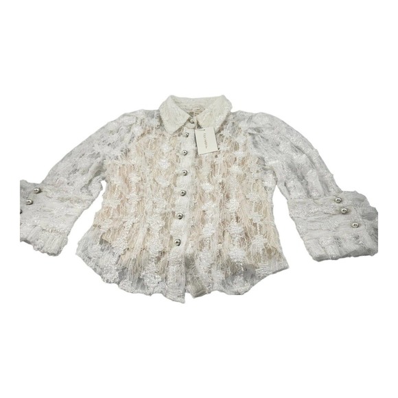 Foxiedox Long Sleeved Graceful Lace Pearl Buttons Victorian Blouse Size XS - Picture 7 of 11